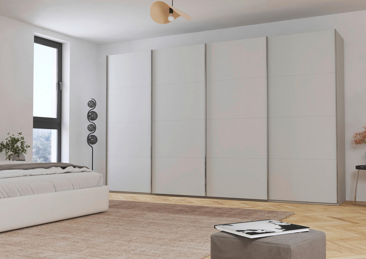 SCHWEBETÜRENSCHRANK 361/235/68 cm 4-türig Seidengrau  - Chromfarben/Seidengrau, Design, Holzwerkstoff/Metall (361/235/68cm) - Novel