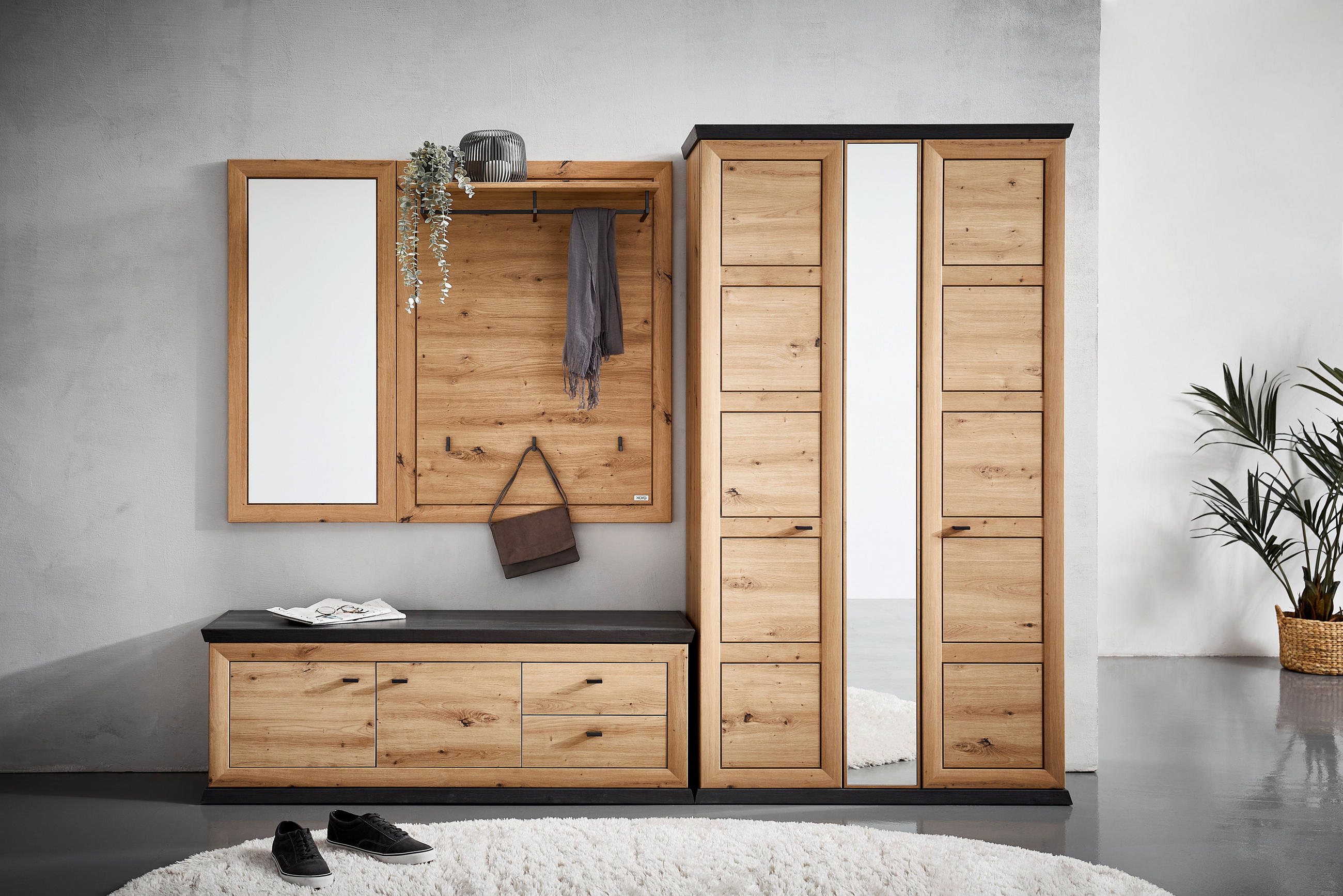 GARDEROBENSCHRANK in 103/196,5/38,5 cm - Schwarz/Eiche Artisan, LIFESTYLE, Holzwerkstoff/Metall (103/196,5/38,5cm) - Hom`in