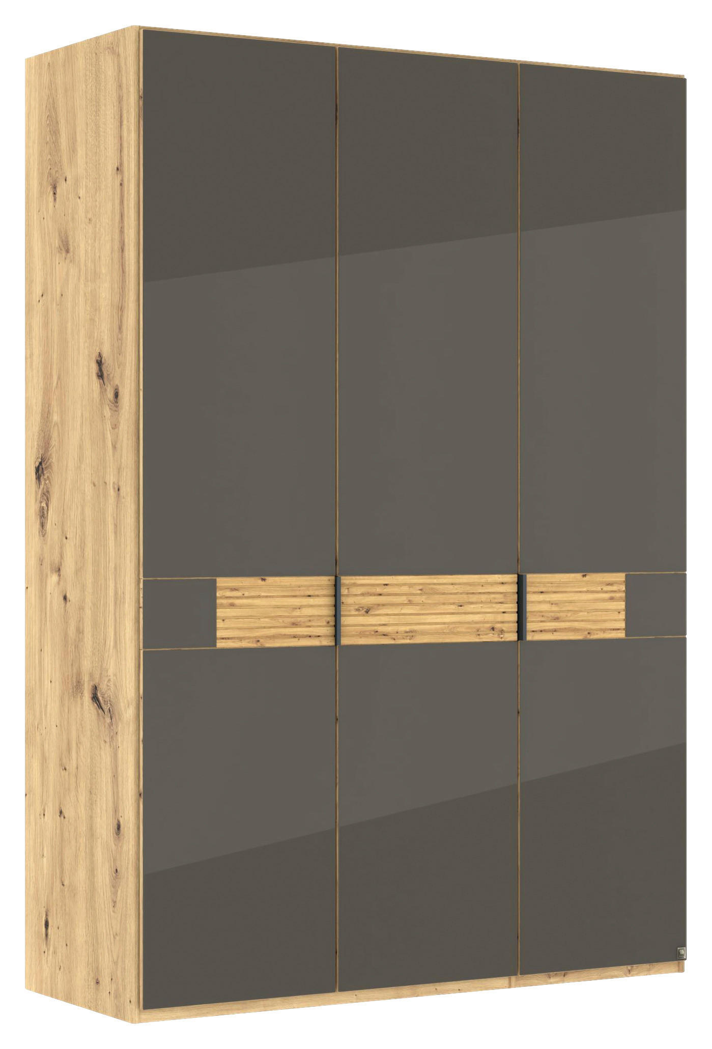 DREHTÜRENSCHRANK 150/216/58 cm,  in Eiche Bianco, 3 Tür(en)  - Schieferfarben/Eiche Bianco, Design, Glas/Holz (150/216/58cm) - Musterring