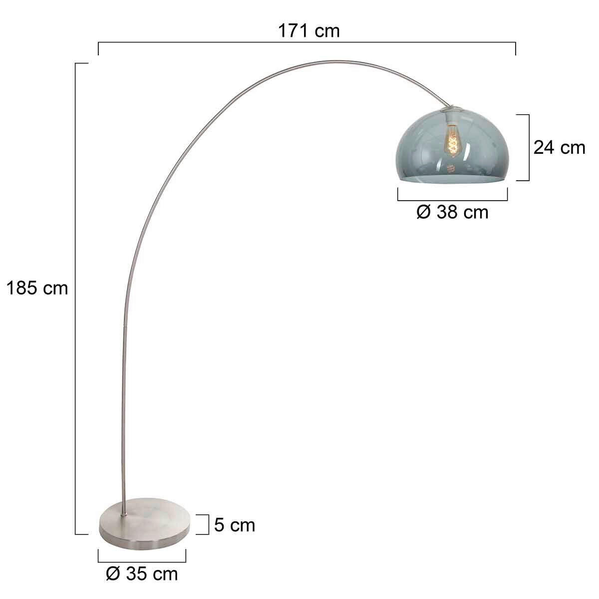 STEHLEUCHTE 40/185/172 cm  - Silberfarben/Grau, Trend, Glas/Metall (40/185/172cm)