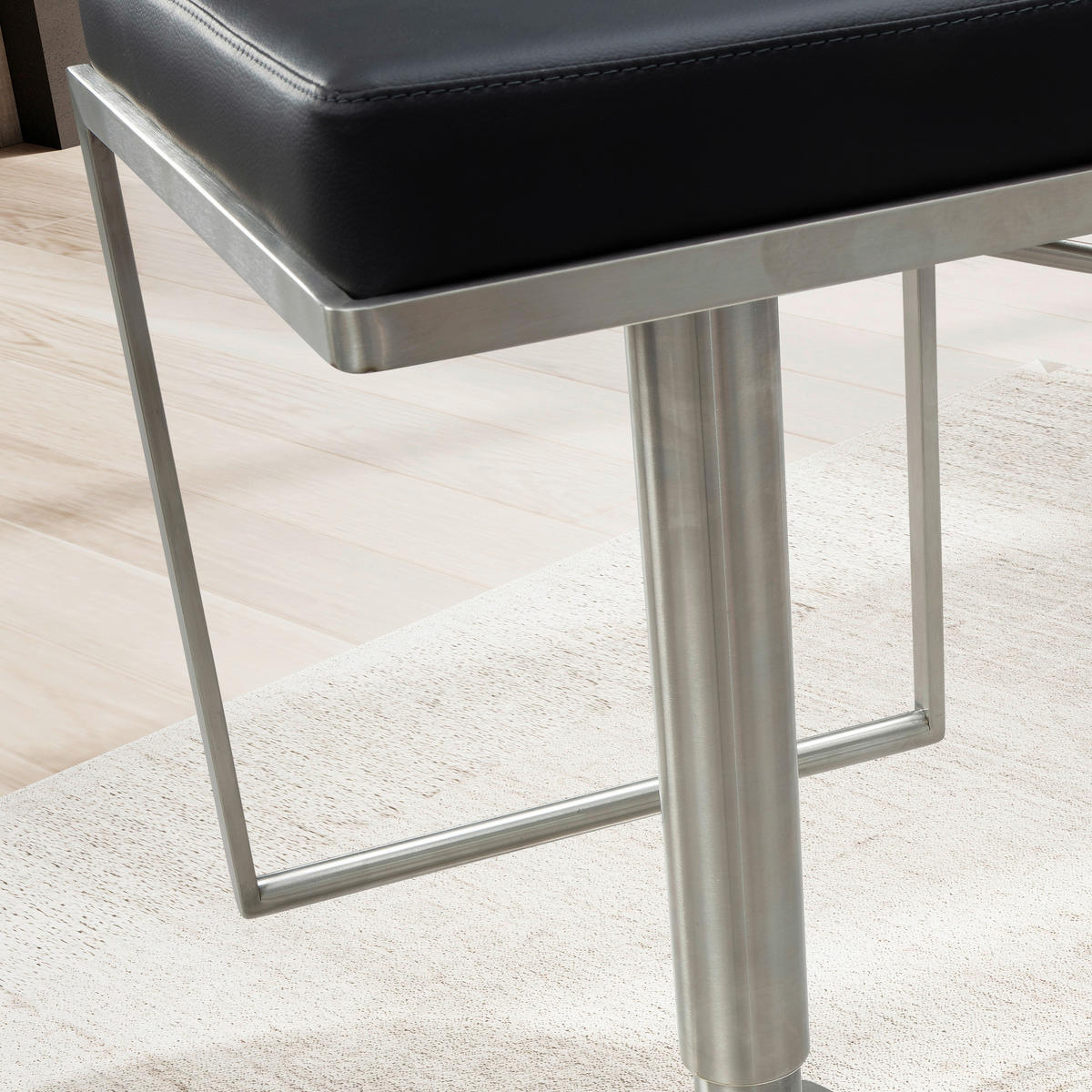 BARHOCKER in Textil Schwarz  - Silberfarben/Schwarz, Design, Textil/Metall (38/91/39cm) - MID.YOU