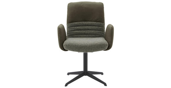 ARMLEHNSTUHL in Stahl Flachgewebe Echtleder pigmentiert - Dunkelgrün/Schwarz, Design, Leder/Textil (64/93/69cm) - Dieter Knoll