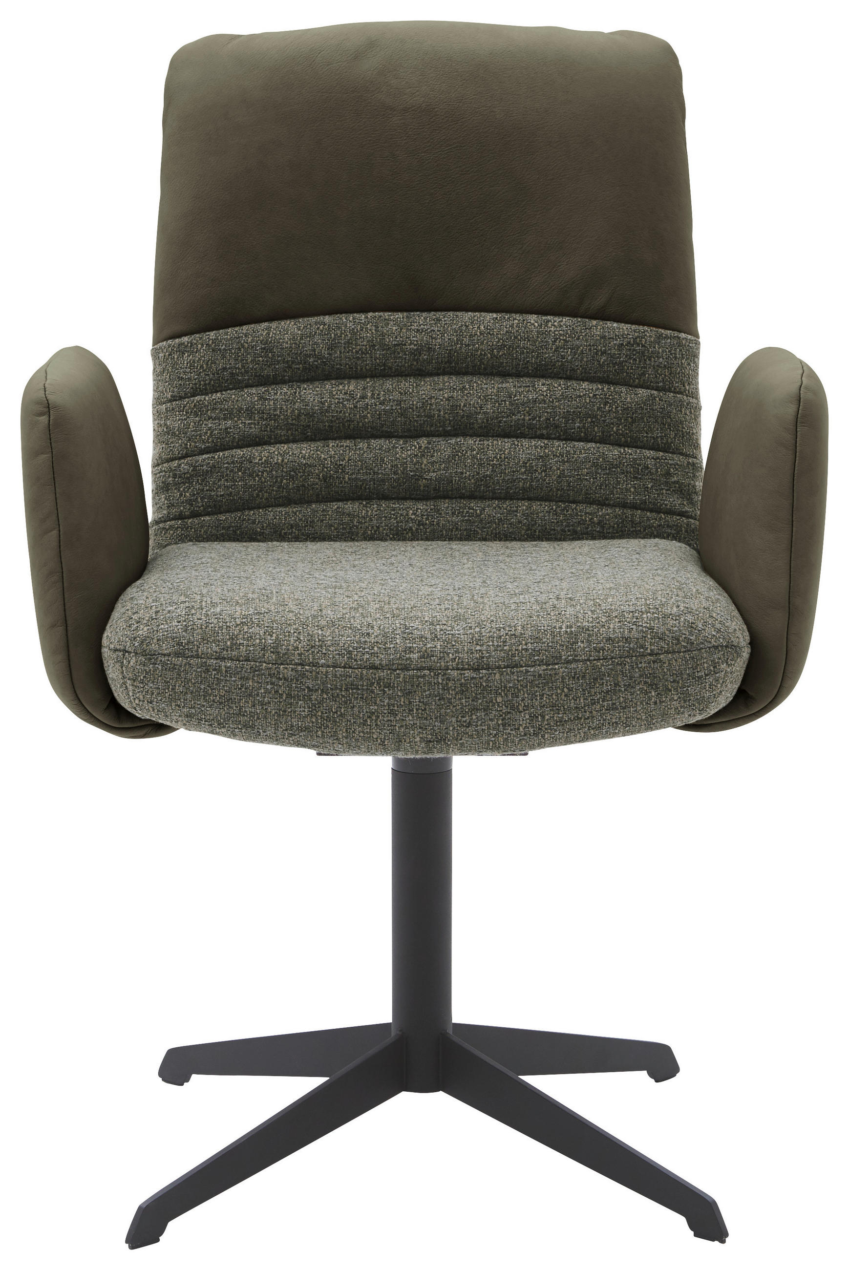 ARMLEHNSTUHL  in Stahl Flachgewebe Echtleder pigmentiert  - Dunkelgrün/Schwarz, Design, Leder/Textil (64/93/69cm) - Dieter Knoll