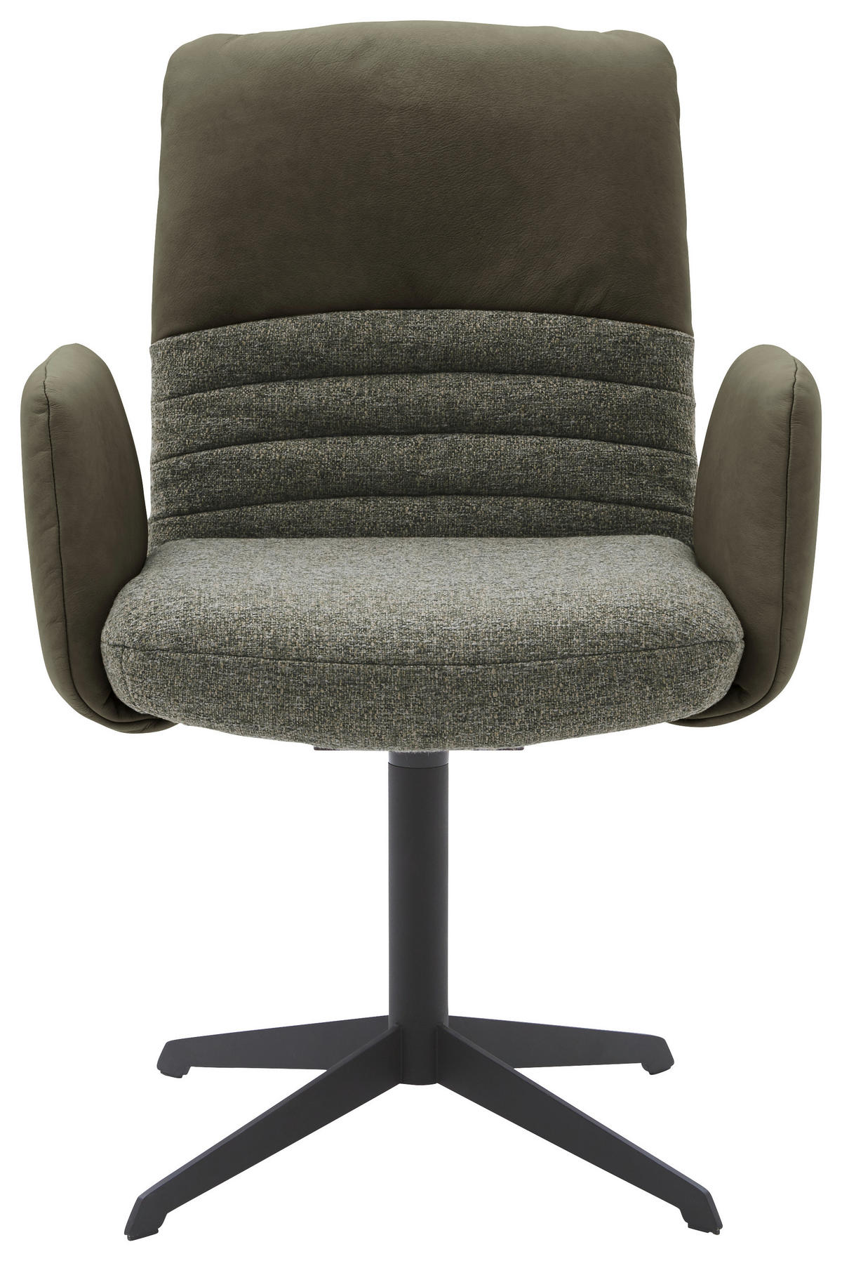 ARMLEHNSTUHL  in Stahl Flachgewebe Echtleder pigmentiert  - Dunkelgrün/Schwarz, Design, Leder/Textil (64/93/69cm) - Dieter Knoll