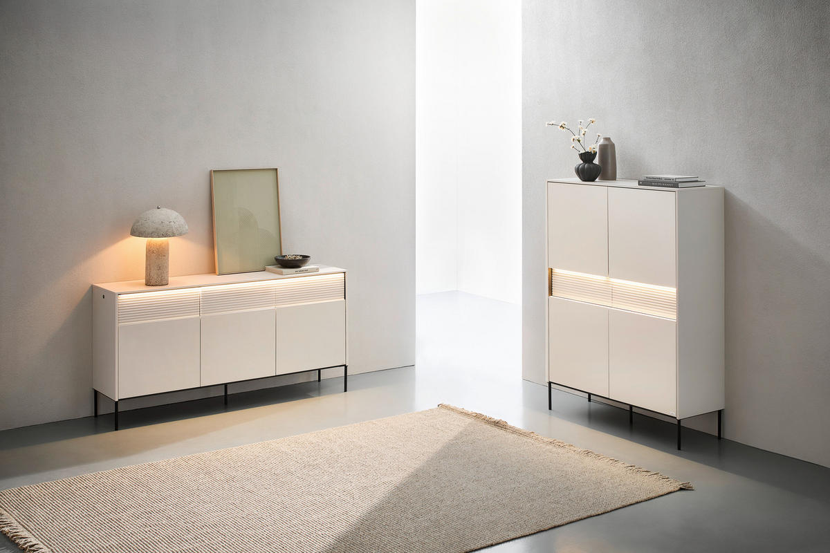 SIDEBOARD  167/85/40 cm 3 Schublade(n)  - Beige/Schwarz, Design, Holzwerkstoff/Metall (167/85/40cm) - Voleo