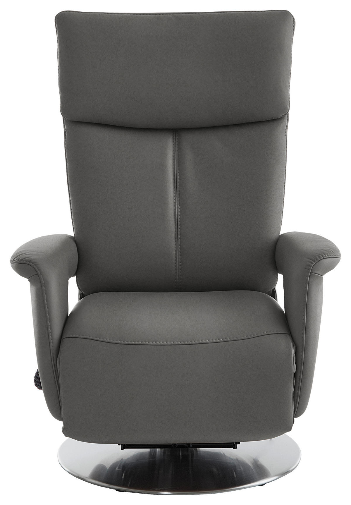 RELAXSESSEL in Leder Dunkelgrau  - Edelstahlfarben/Dunkelgrau, Design, Leder/Metall (78/112/85cm) - Cantus
