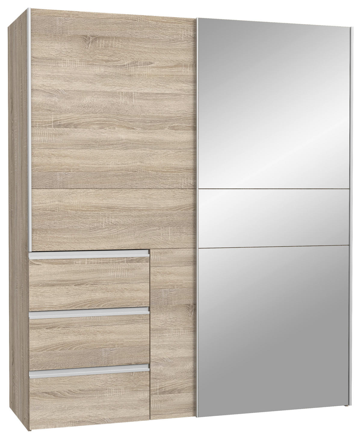 ORMAR S KLIZNIM VRATIMA hrast Sonoma   - boje aluminija/hrast Sonoma, Konvencionalno, staklo/drvni materijal (170/200/61cm) - Carryhome