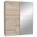 SCHWEBETÜRENSCHRANK 170/200/61 cm 2-türig Sonoma Eiche  - Alufarben/Sonoma Eiche, KONVENTIONELL, Glas/Holzwerkstoff (170/200/61cm) - Carryhome