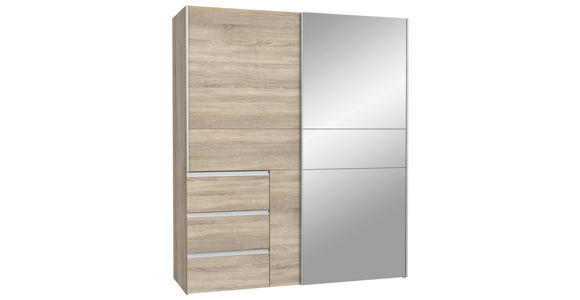 SCHWEBETÜRENSCHRANK 170/200/61 cm 2-türig Sonoma Eiche  - Alufarben/Sonoma Eiche, KONVENTIONELL, Glas/Holzwerkstoff (170/200/61cm) - Carryhome