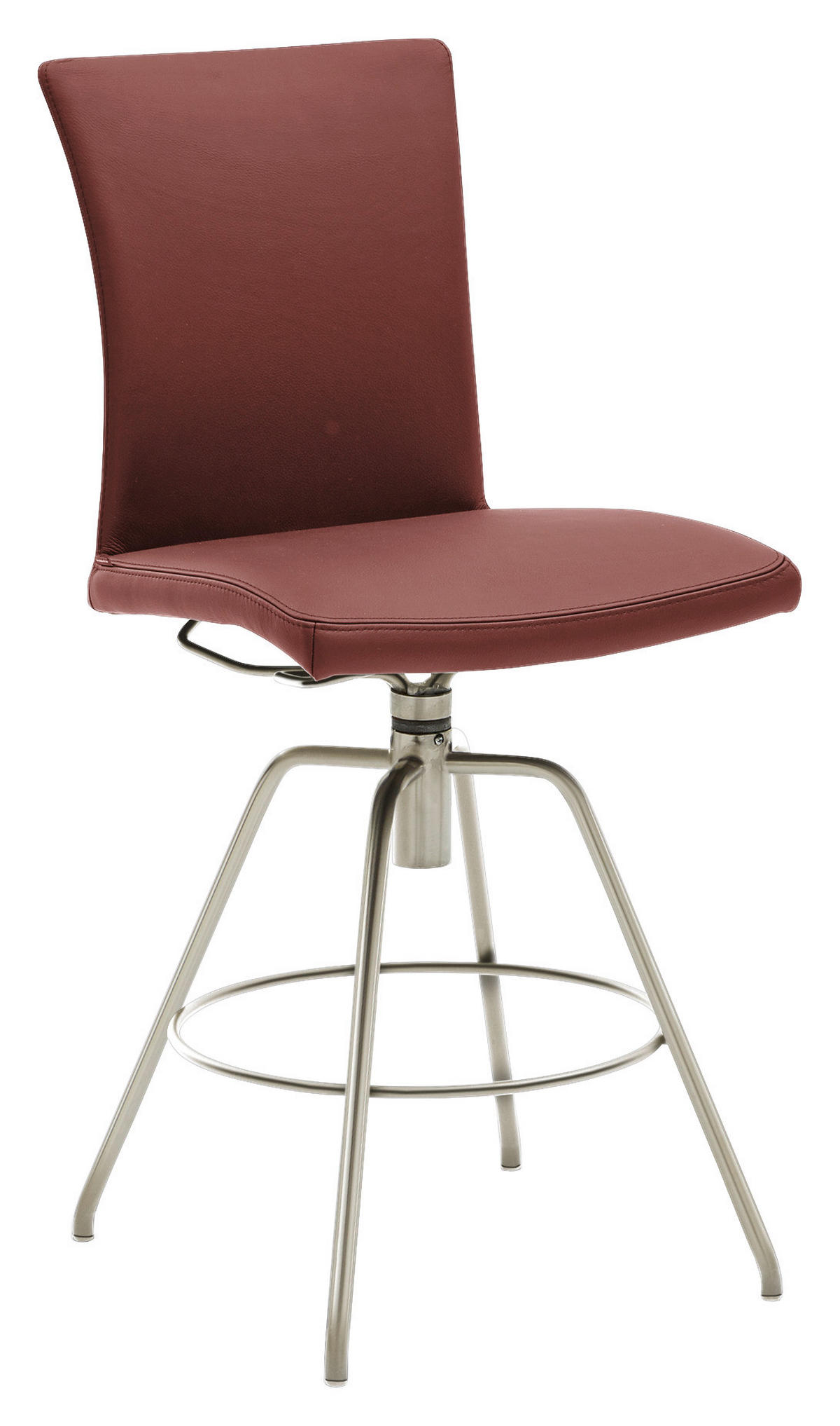 BARHOCKER Echtleder Rot Lederauswahl, Stoffauswahl, Typenauswahl, automatische Rückholfunktion  - Rot, Design, Leder/Metall (52/107/58cm) - Musterring