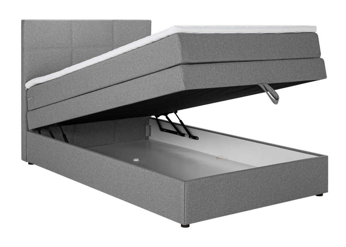 BOXSPRINGBETT 120/200 cm,  in Grau  - Schwarz/Grau, Design, Kunststoff/Textil (120/200cm) - Welnova