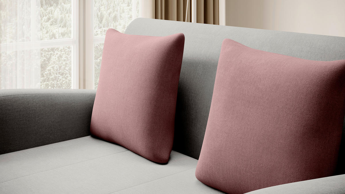 SCHLAFSOFA in Samt Rosa, Hellgrau  - Hellgrau/Schwarz, Design, Kunststoff/Textil (244/97/97cm) - MID.YOU
