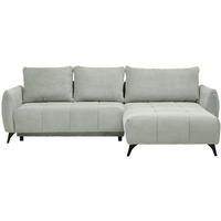ECKSOFA inkl. Funktionen Hellgrau Struktur, Plüsch  - Hellgrau/Schwarz, Design, Textil/Metall (287/197cm) - Stylife