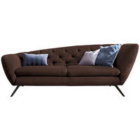 CHESTERFIELD-SOFA in Mikrofaser Braun, Schwarz  - Schwarz/Braun, Design, Textil/Metall (223/84/90cm) - Pure Home Lifestyle