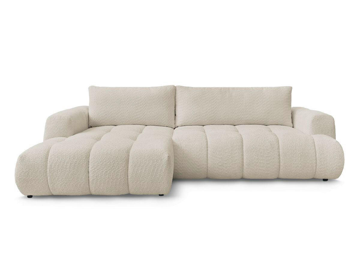 ECKSCHLAFSOFA FUJI Bouclé Beige  inkl.  - Beige/Schwarz, MODERN, Kunststoff/Textil (160/292cm)