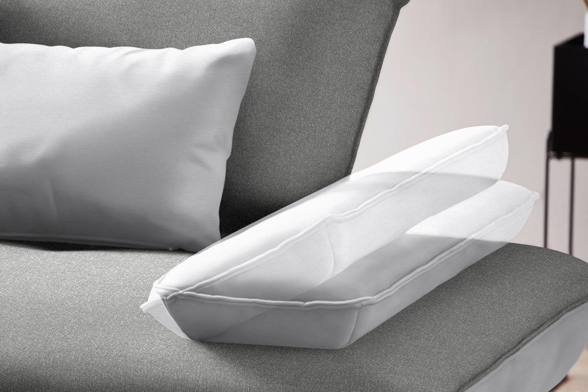 ECKSOFA in Flachgewebe Hellgrau  - Hellgrau/Schwarz, Design, Textil/Metall (310/250cm) - Moderano