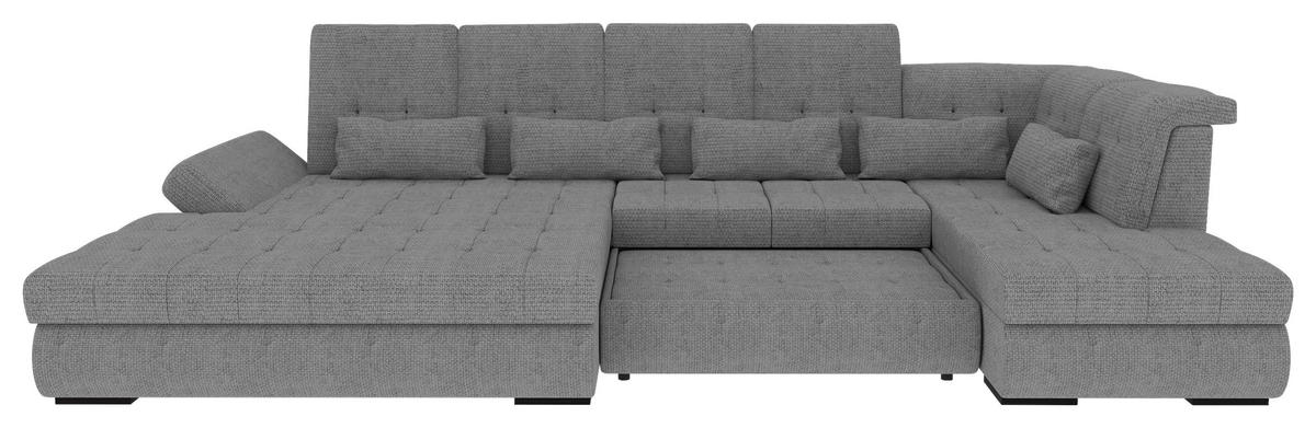 WOHNLANDSCHAFT Grau Struktur  - Schwarz/Grau, KONVENTIONELL, Kunststoff/Textil (212/358/222cm) - Carryhome