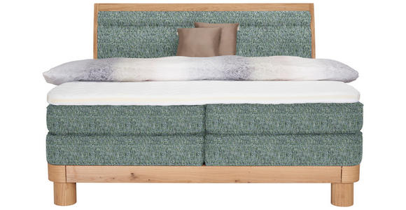 BOXSPRINGBETT 180/200 cm  in Blau, Grün, Eichefarben  - Blau/Eichefarben, Natur, Holz/Textil (180/200cm) - Valnatura