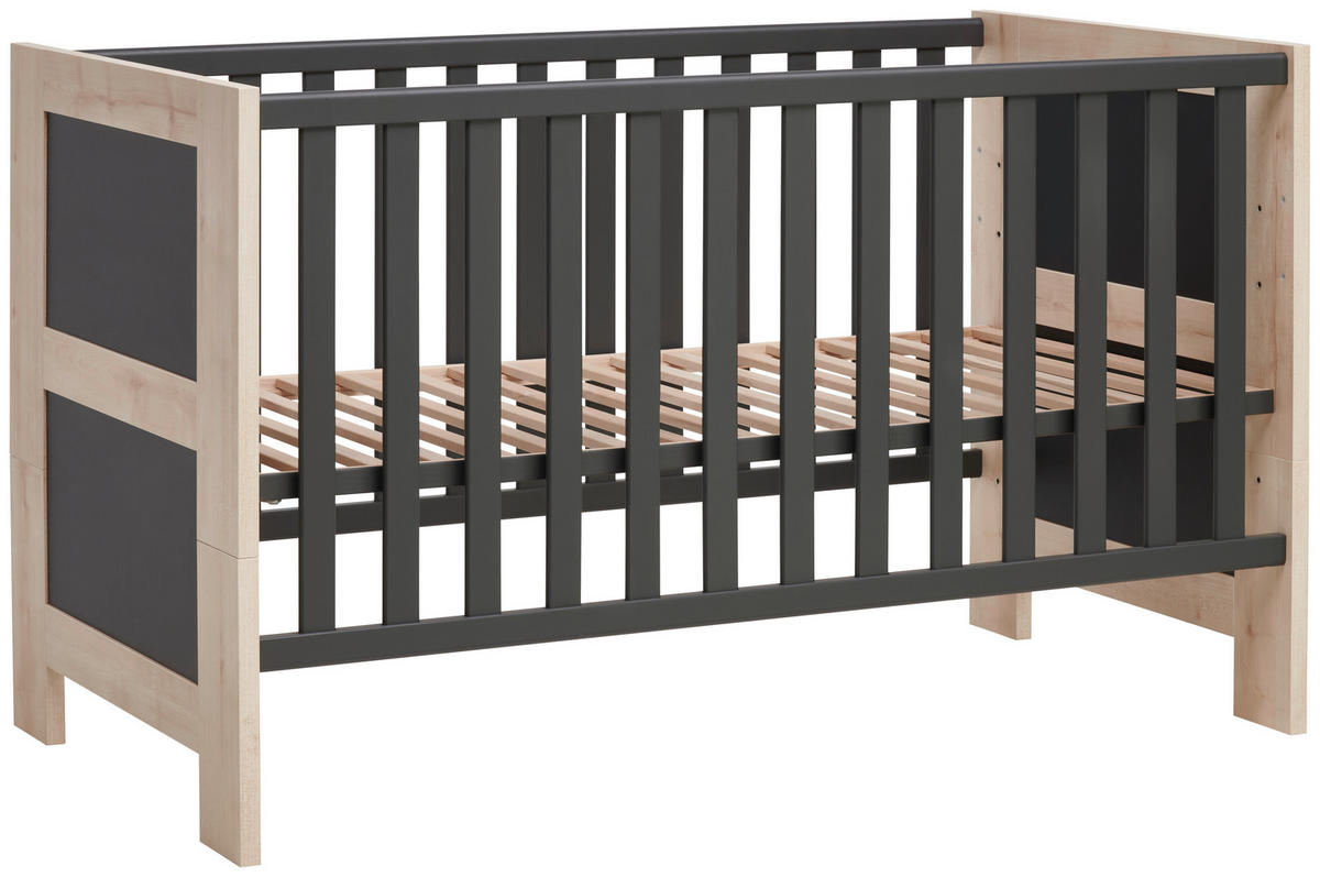 OTROŠKA POSTELJICA Try Me 144/76/86 cm antracit, črna, barve breze  - črna/antracit, Trend, leseni material (144/76/86cm) - Jimmylee