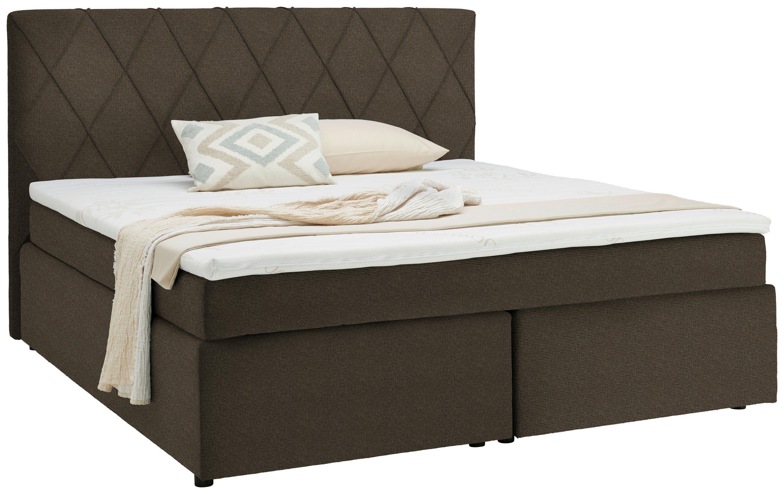 BOXSPRINGBETT 180/200 cm  in Braun  - Schwarz/Braun, Design, Kunststoff/Textil (180/200cm) - Xora