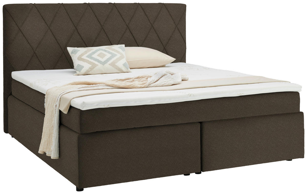 BOXSPRINGBETT 160/200 cm  in Braun  - Schwarz/Braun, Design, Holzwerkstoff/Kunststoff (160/200cm) - Xora