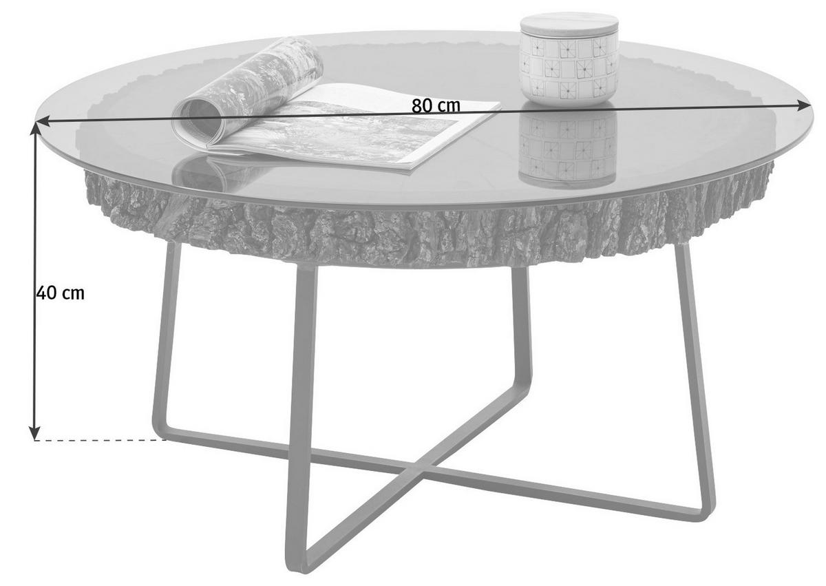 COUCHTISCH in Glas, Holz, Metall 80/80/40 cm  - Eichefarben/Anthrazit, Design, Glas/Holz (80/80/40cm) - Valnatura