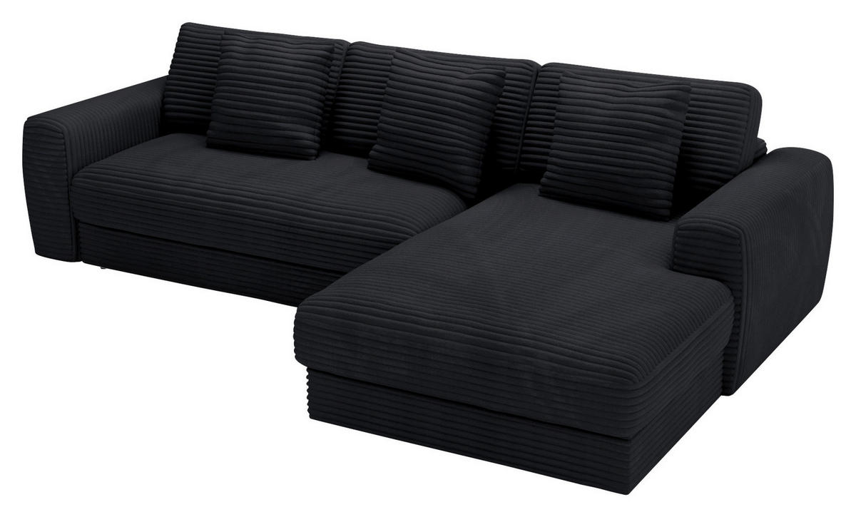 ECKSOFA in Cord Schwarz  302/182 cm  - Schwarz, MODERN, Kunststoff/Textil (302/182cm) - Carryhome