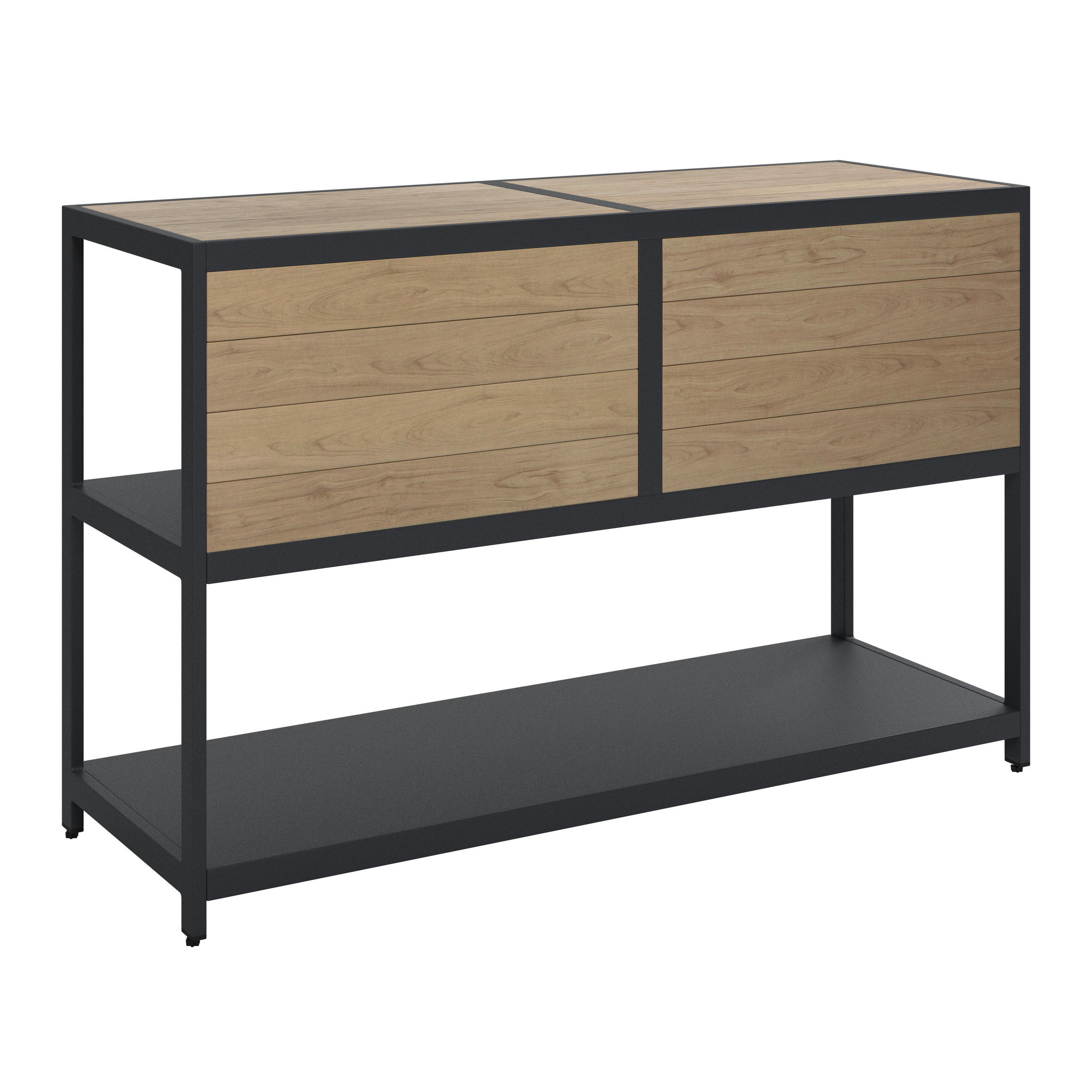 GARTEN-BARTISCH in Metall, Kunststoff 140/50/91 cm   - Dunkelgrau/Teakfarben, LIFESTYLE, Kunststoff/Metall (140/50/91cm) - Ambia Garden