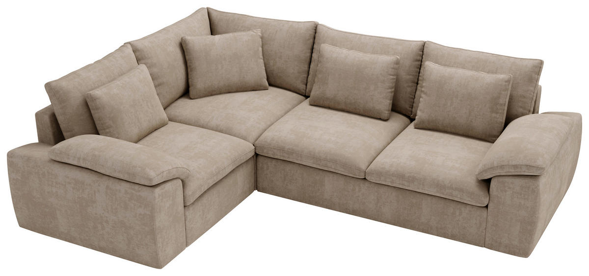 ECKSOFA Chenille Beige  - Beige/Schwarz, Design, Kunststoff/Textil (216/289cm) - Livetastic