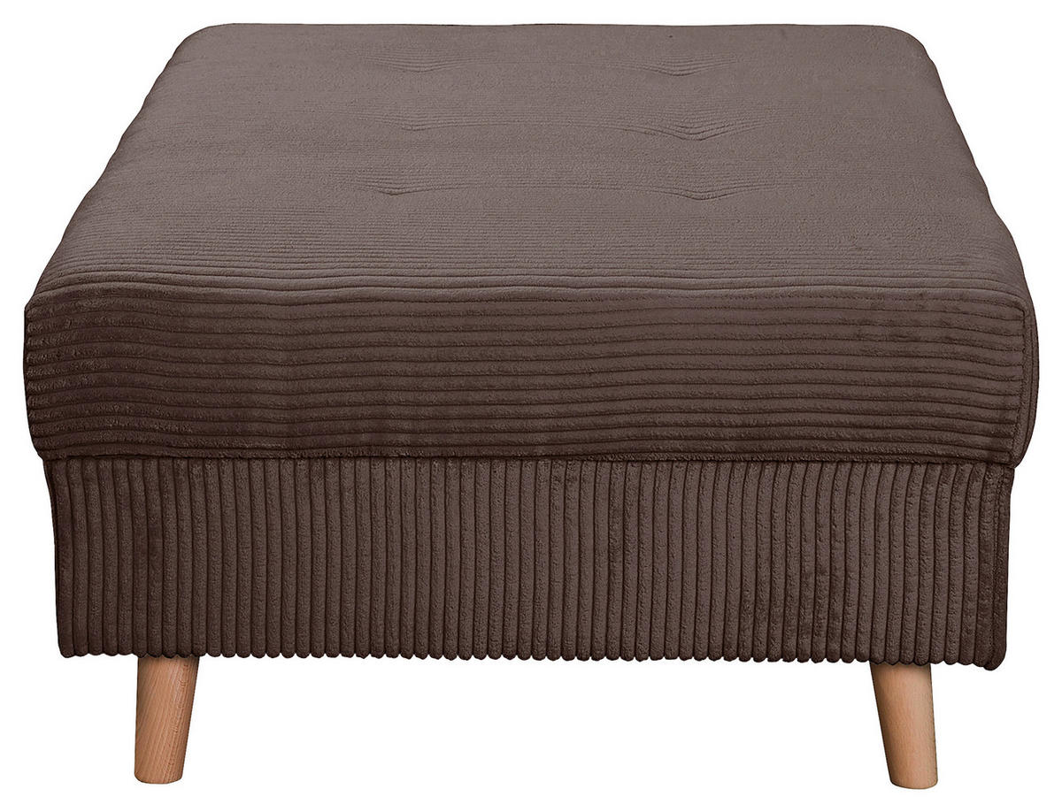 ECKSOFA inkl. Hocker Ariella Braun Cord  - Naturfarben/Braun, Design, Holz/Textil (231/161cm) - Livetastic