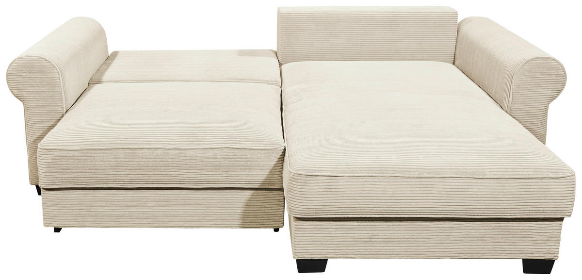 ECKSOFA in Cord Creme  - Creme/Schwarz, Konventionell, Kunststoff/Textil (255/185cm) - MID.YOU