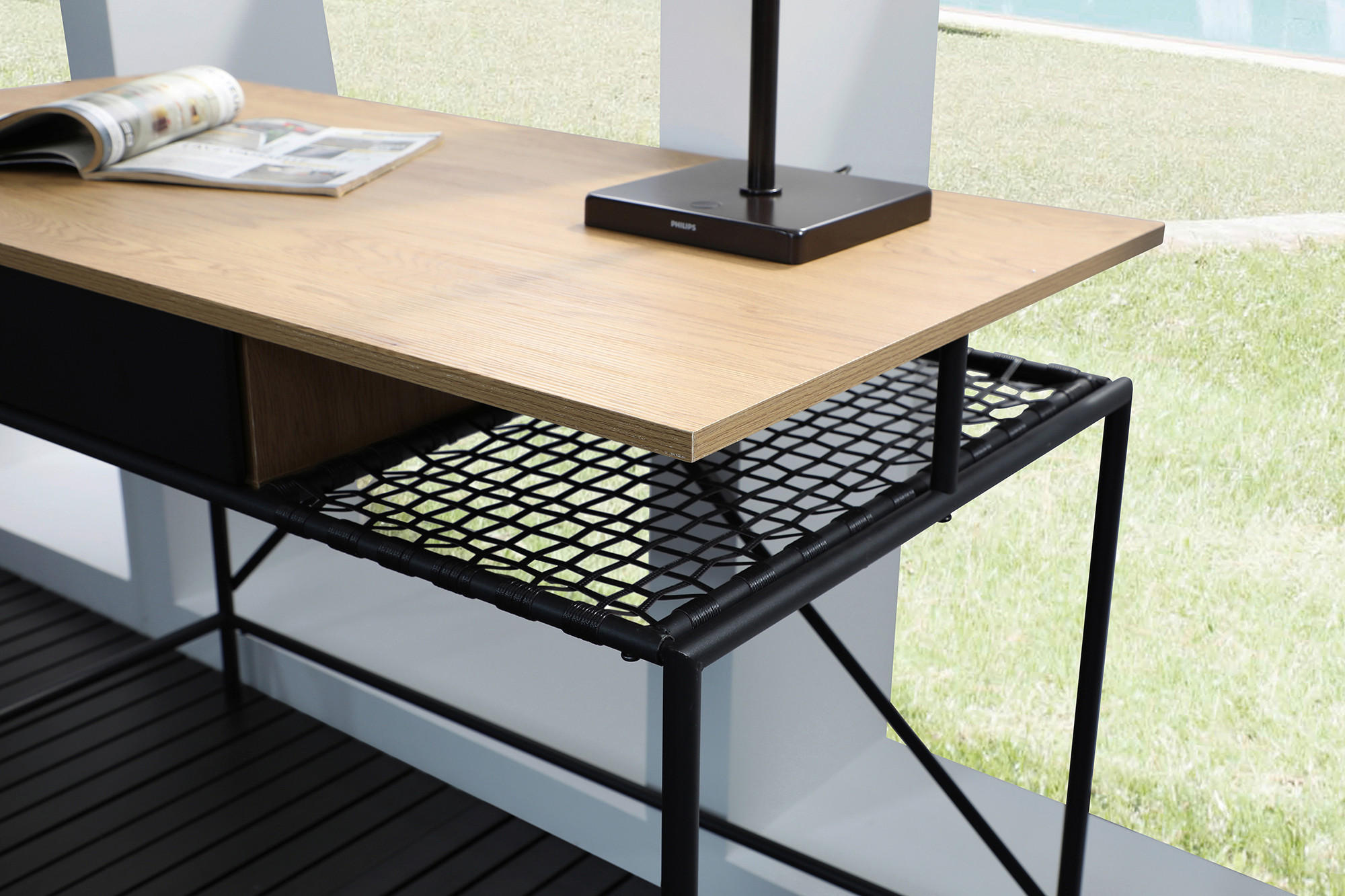 Thumbnail - Livetastic Schreibtisch, Natur, Schwarz, Kunststoff, Holzwerkstoff, rechteckig, rund, 55x76x110 cm, Arbeitszimmer, Schre...