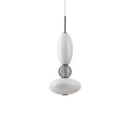 HÄNGELEUCHTE 28/275,5 cm  - Schwarz/Weiß, Design, Glas/Metall (28/275,5cm)