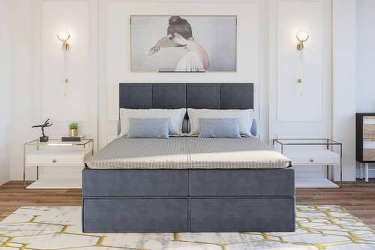 BOXBETT 140/200 cm  in Dunkelgrau  - Dunkelgrau/Schwarz, Konventionell, Kunststoff/Textil (140/200cm) - Boxxx