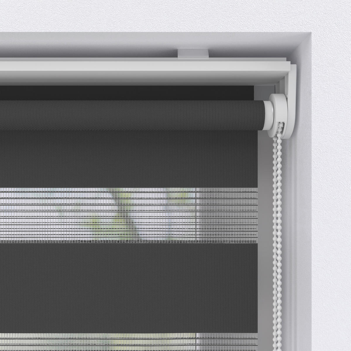 DOPPELROLLO  halbtransparent  60/150 cm    - Grau, Basics, Textil (60/150cm)