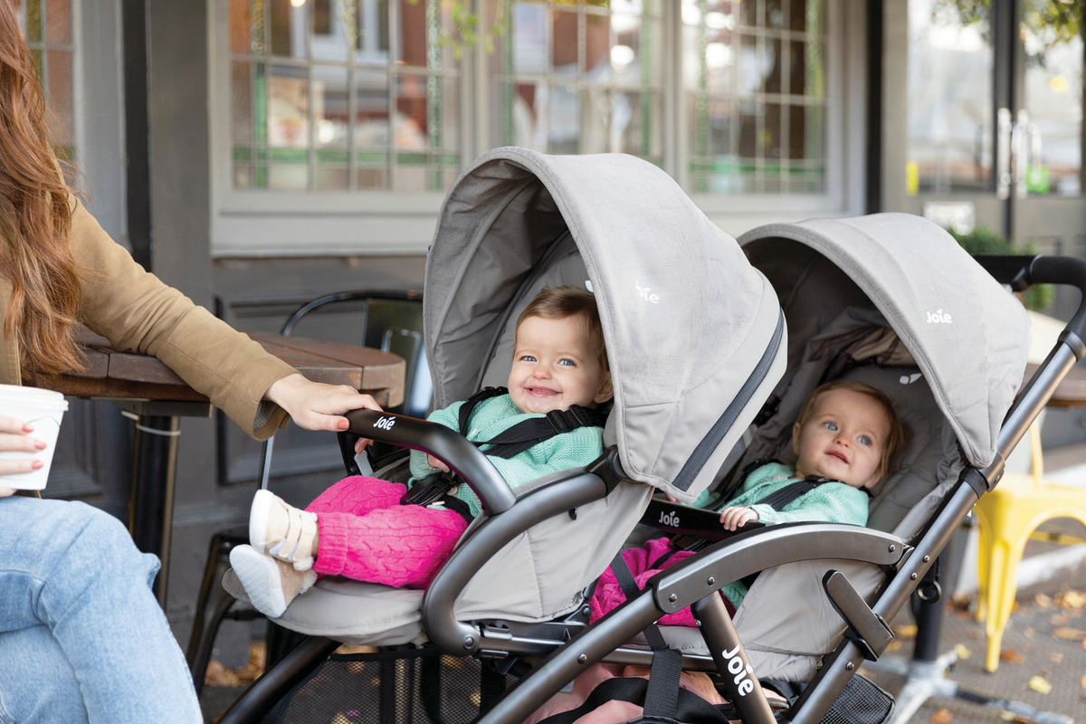 GESCHWISTERWAGEN Evalite Duo  - Hellgrau/Schwarz, Basics, Textil/Metall (56/101,5/104cm) - Joie