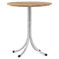 UTEBORD metall, trä rund  - teakfärg/silver, Klassisk, metall/trä (65/65/75cm) - Gardenson