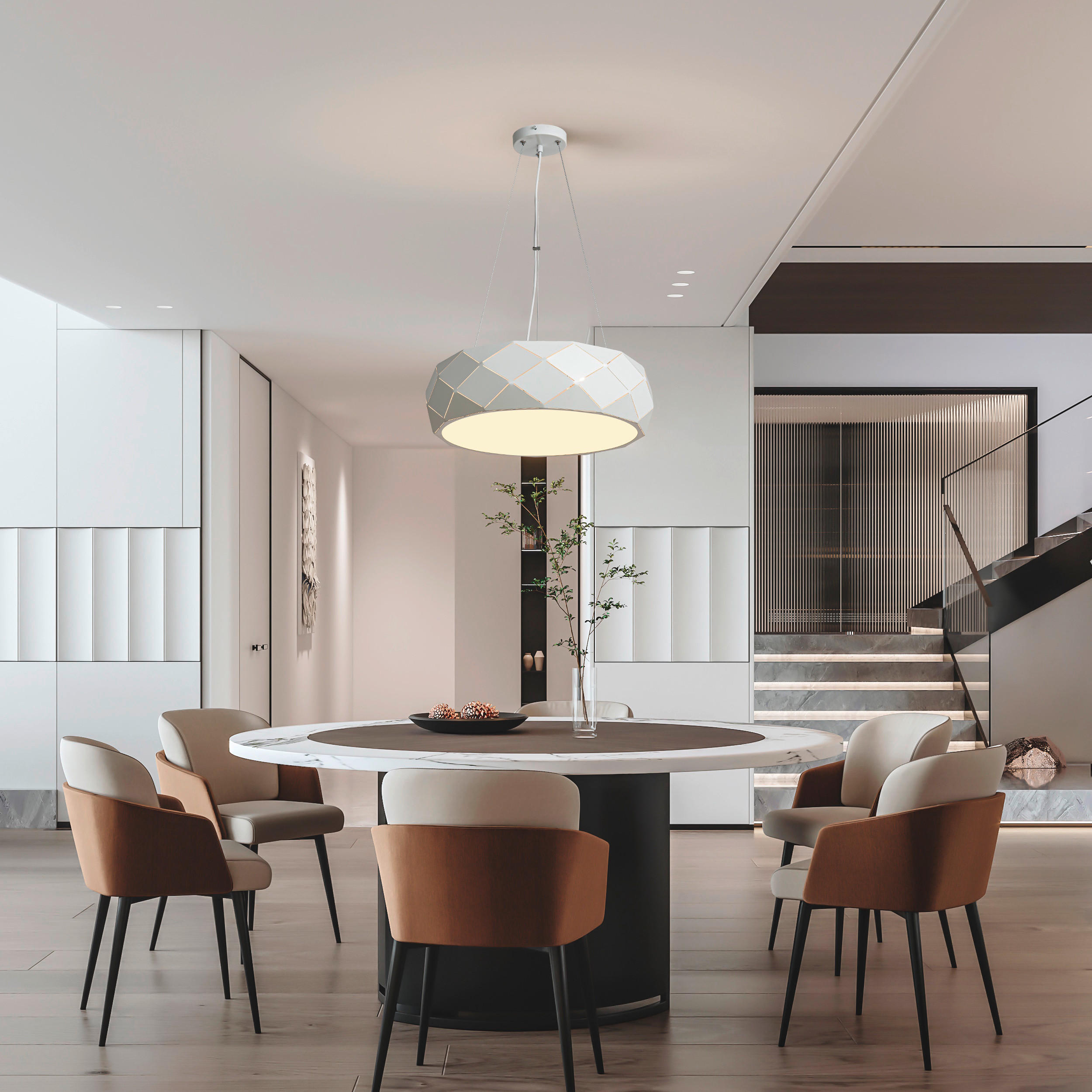 HÄNGELEUCHTE Reus   - Weiß, Design, Metall (120/47/47cm)