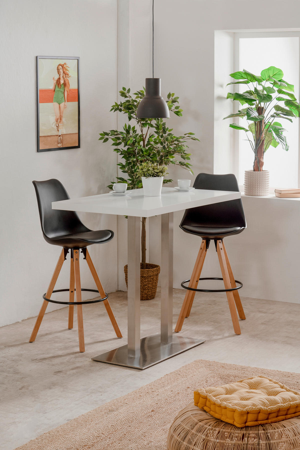 BARTISCH in Holzwerkstoff 120/70/105 cm   - Weiss/Edelstahlfarben, Design, Holzwerkstoff/Metall (120/70/105cm) - MID.YOU