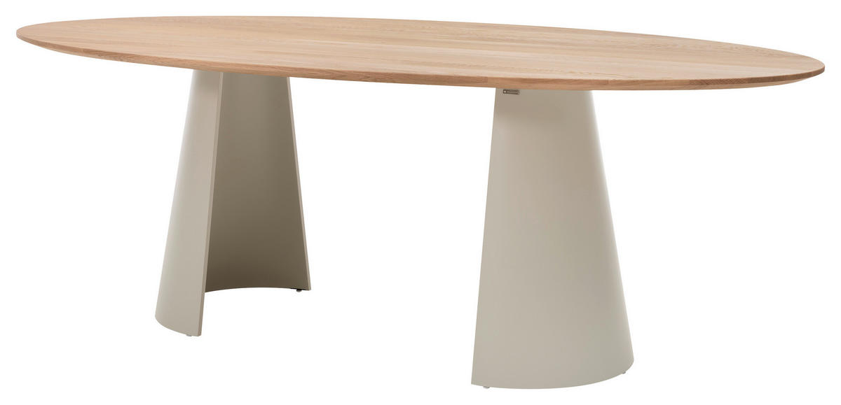ESSTISCH Eiche massiv oval Eichefarben  - Eichefarben/Grau, Design, Holz (220/115/75cm) - Musterring