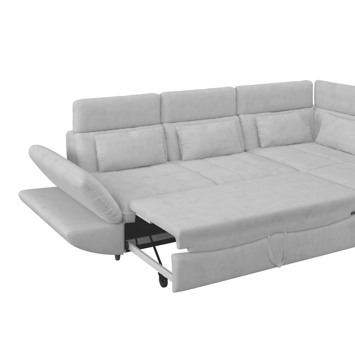 WOHNLANDSCHAFT in Webstoff Hellgrau  - Hellgrau/Schwarz, Modern, Kunststoff/Textil (233/311cm) - MID.YOU