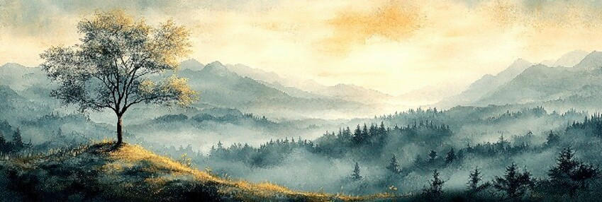 Euroart Glasbild Soft Green Landscape Iii Mehrfarbig 33x98x1.40 cm