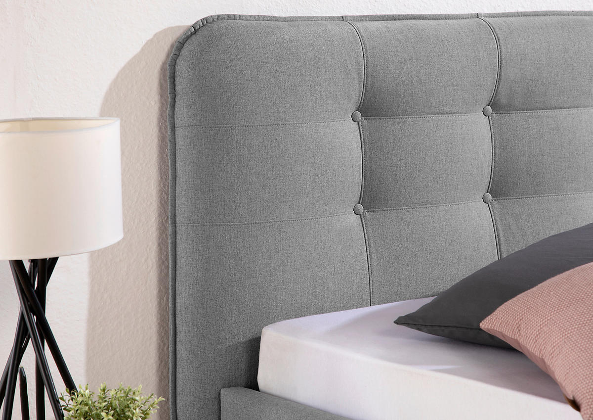 POLSTERBETT 160/200 cm,  in Grau,  - Schwarz/Grau, MODERN, Holz/Textil (160/200cm) - Livetastic
