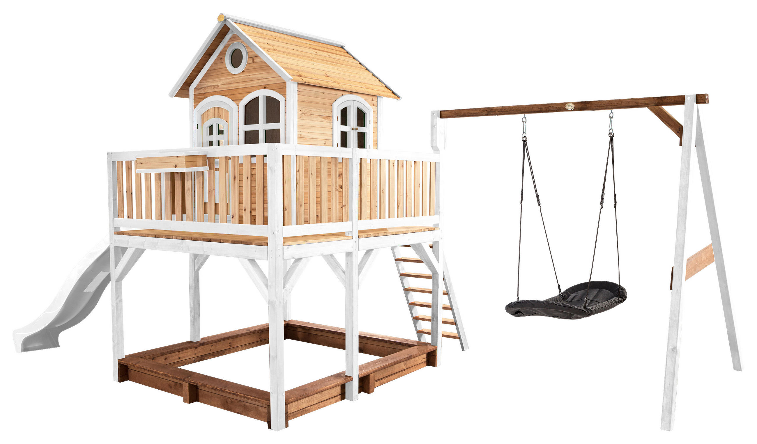 SPIELTURM  - Braun/Weiß, KONVENTIONELL, Holz (613/291/277cm) - Ambia Garden
