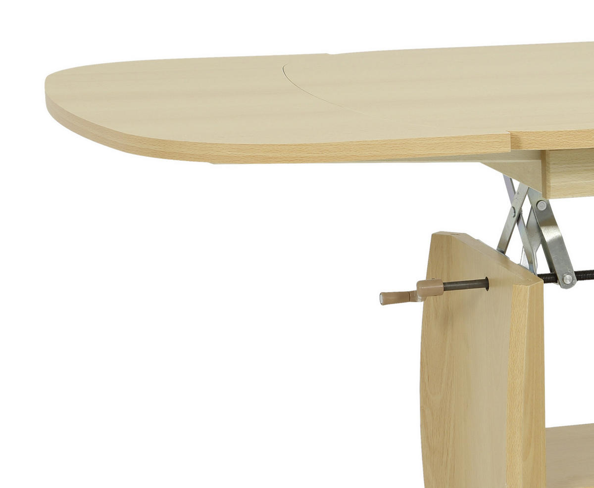 COUCHTISCH oval Buchefarben  - Buchefarben, Basics, Holzwerkstoff (90 - 142/52 - 62/68cm) - MID.YOU