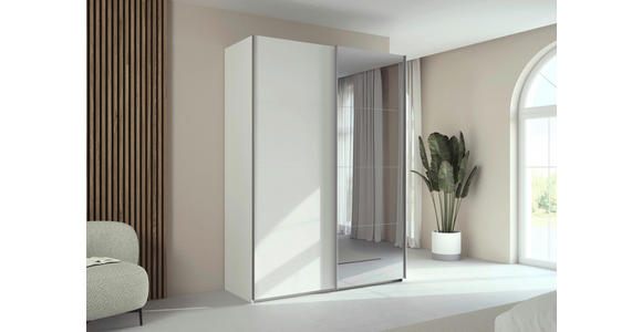 SCHWEBETÜRENSCHRANK 162/223/68 cm 2-türig Weiß  - Alufarben/Weiß, Basics, Glas/Holzwerkstoff (162/223/68cm) - Novel