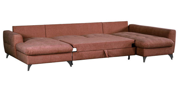 WOHNLANDSCHAFT Rot Chenille  - Rot/Schwarz, KONVENTIONELL, Textil/Metall (160/340/188cm) - Xora