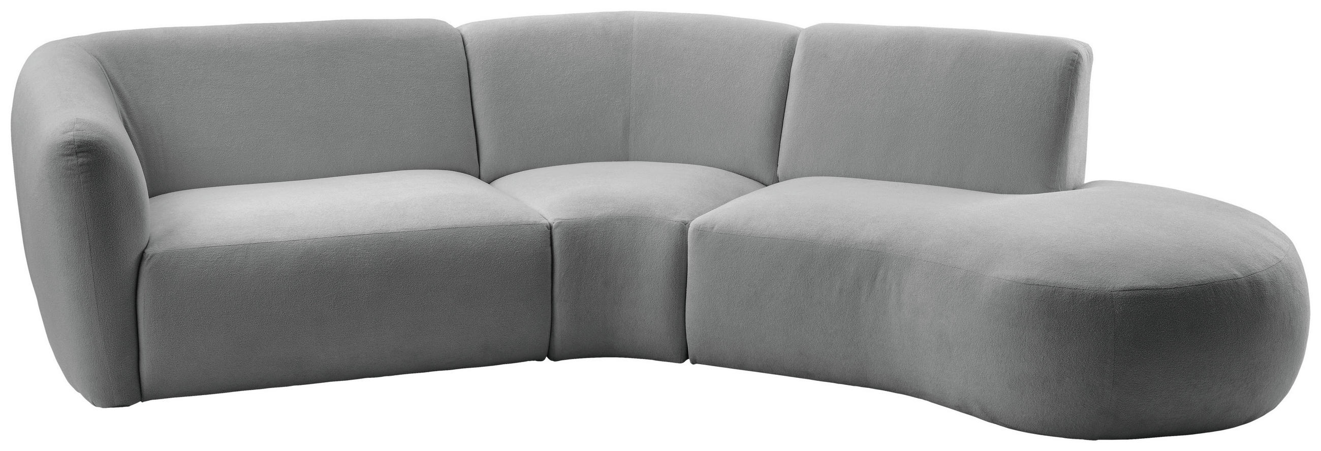 ECKSOFA Silberfarben Mikrofaser  - Silberfarben/Schwarz, MODERN, Kunststoff/Textil (276/182cm) - Livetastic