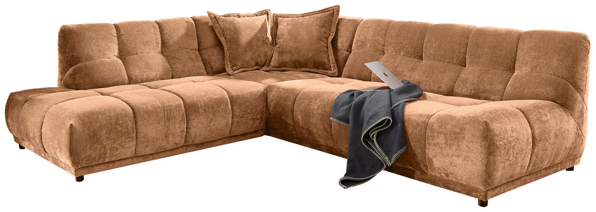 ECKSOFA ITALIA Koralle Chenille  - Koralle/Schwarz, MODERN, Kunststoff/Textil (250/284cm) - Livetastic