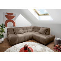 ECKSOFA Chenille Braun  - Schwarz/Braun, Modern, Kunststoff/Textil (254/203cm) - Livetastic